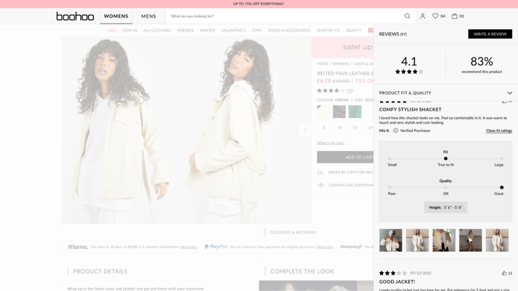 A single customer review with photography